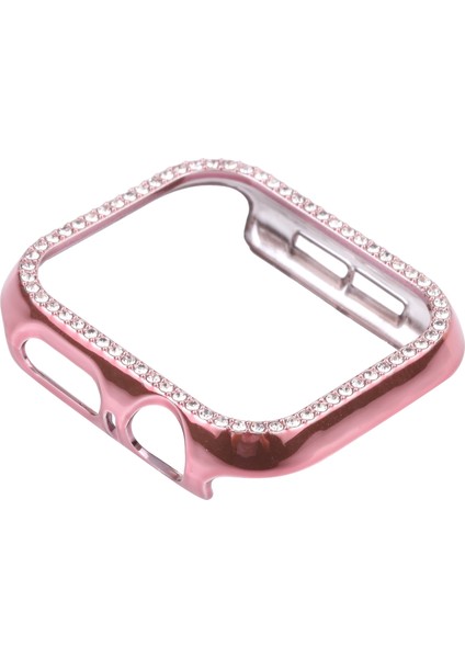 Metal Pırlanta Koruyucu Watch Uyumlu Kılıf Apple Watch Uyumlu Series 7 6 Se 5 4 44MM Pembe (Yurt Dışından)
