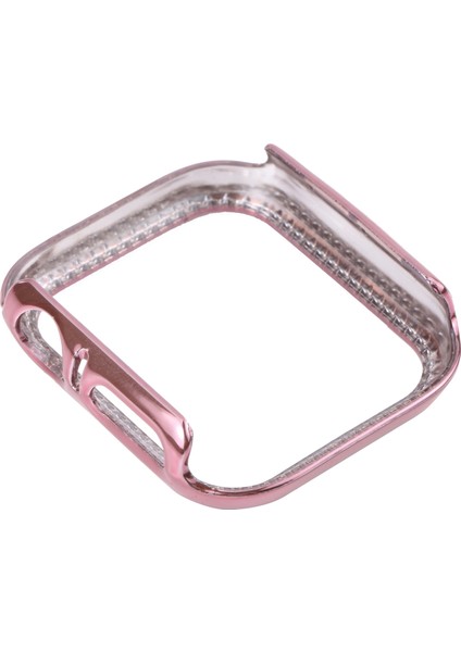 Metal Pırlanta Koruyucu Watch Uyumlu Kılıf Apple Watch Uyumlu Series 7 6 Se 5 4 44MM Pembe (Yurt Dışından)