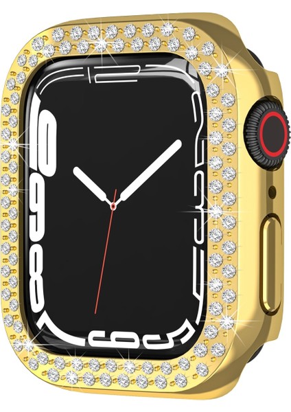 Galvanik Pc Çift Satırlar Pırlanta Koruyucu Kılıf Apple Watch Uyumlu Series 7 41MM Altın (Yurt Dışından)