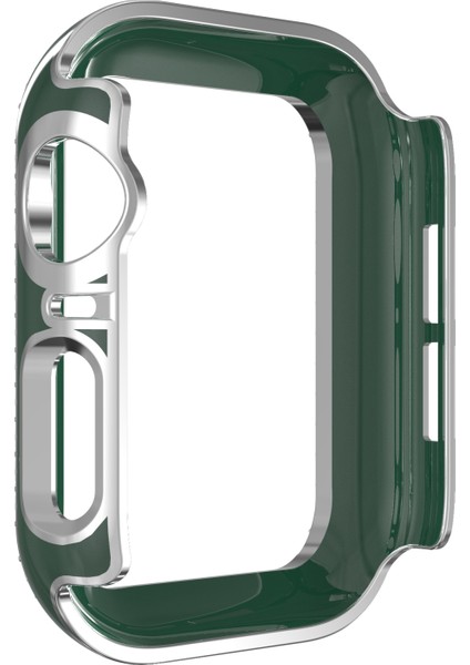 Çift Sıra Pırlanta Iki-Renkli Elmalı Pc Watch Uyumlu Case Apple Watch Uyumlu Serisi 6 Se 5 4 40MM Yeşil + Gümüş (Yurt Dışından) modelleri
