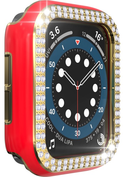 Çift Sıra Pırlanta Iki Renkli Elmalı Pc Apple Watch Uyumlu Serisi 6 Se 5 4 40MM Kırmızı + Altın (Yurt Dışından) fırsatları