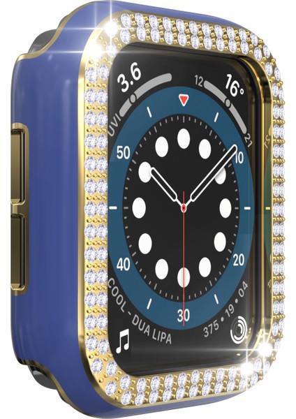 Çift Sıra Pırlanta Iki Renkli Elmalı Pc Watch Uyumlu Apple Watch Uyumlu Serisi 6 Se 5 4 40MM Lacivert + Altın (Yurt Dışından) fırsatları