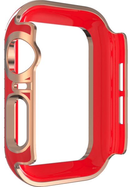 Çift Sıra Pırlanta Iki Renkli Elmalı Pc Watch Uyumlu Apple Watch Uyumlu Serisi 6 Se 5 4 44MM Kırmızı + Rose Gold (Yurt Dışından) modelleri