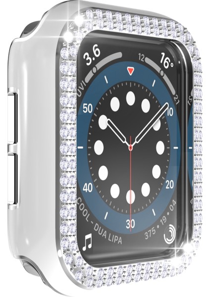 Çift Sıra Pırlanta Iki-Renkli Elmalı Pc Watch Uyumlu Kılıf Apple Watch Uyumlu Serisi 6 Se 5 4 44MM Beyaz + Gümüş (Yurt Dışından) fırsatları