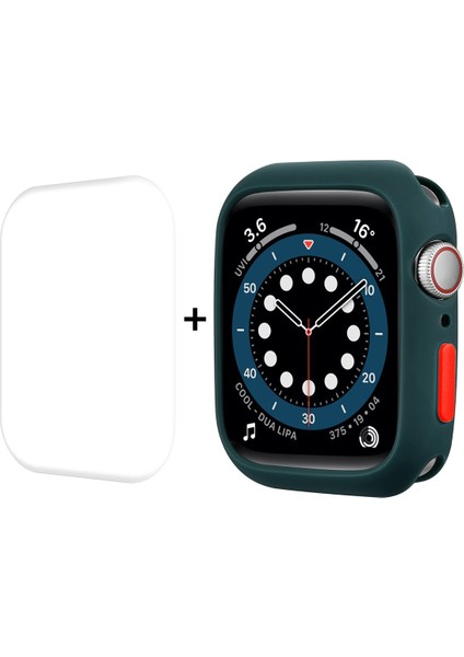 Tpu Kılıf + Tam Kapsama Pet Ekran Koruyucu Apple Watch Uyumlu Serisi 7 41MM Derin Yeşil (Yurt Dışından)