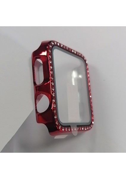 Apple Watch Uyumlu 3 2 1 42MM Kırmızı Için Pc Tek Sıralı Pırlanta Kılıf (Yurt Dışından)