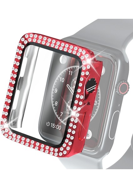 Apple Watch Uyumlu 3 2 1 42MM Kırmızı Için Çift Satırlar Pırlanta Pc Kasası (Yurt Dışından)