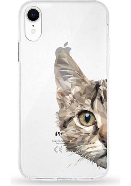 Apple iPhone Xr Uyumlu Kapak Catface Tasarımlı Şeffaf Silikon Kılıf