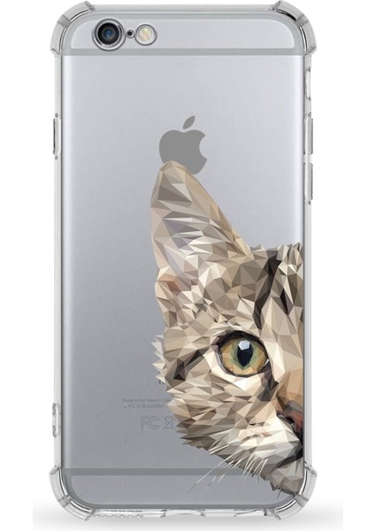 Apple iPhone 6s Plus Uyumlu Darbe Emici Antişok Kapak Catface Tasarımlı Silikon Şeffaf Kılıf
