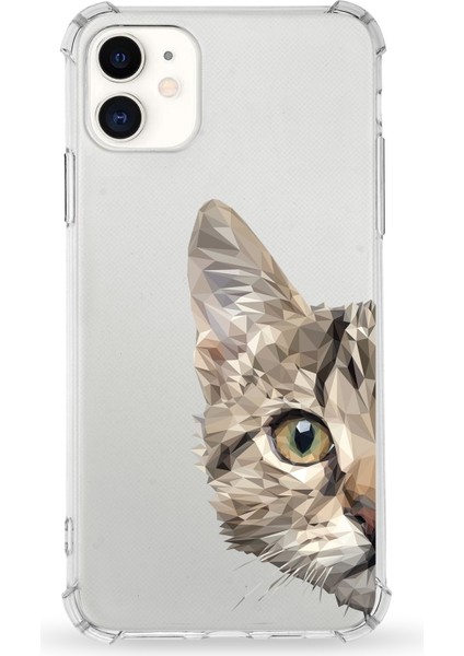 Apple iPhone 11 Uyumlu Darbe Emici Antişok Kapak Catface Tasarımlı Silikon Şeffaf Kılıf
