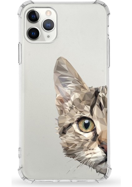 Apple iPhone 11 Pro Uyumlu Darbe Emici Antişok Kapak Catface Tasarımlı Silikon Şeffaf Kılıf