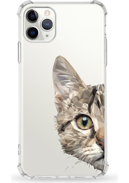 Apple iPhone 11 Pro Max Uyumlu Darbe Emici Antişok Kapak Catface Tasarımlı Silikon Şeffaf Kılıf