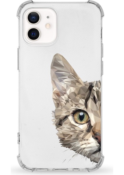 Apple iPhone 12 Uyumlu Darbe Emici Antişok Kapak Catface Tasarımlı Silikon Şeffaf Kılıf