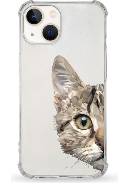 Apple iPhone 13 Uyumlu Darbe Emici Antişok Kapak Catface Tasarımlı Silikon Şeffaf Kılıf