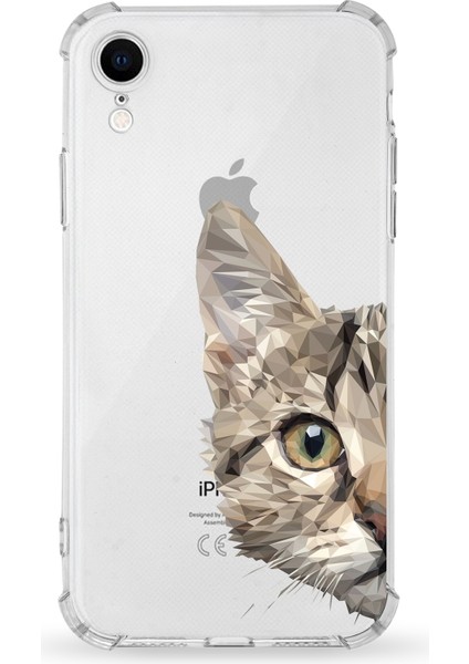 Apple iPhone Xr Uyumlu Darbe Emici Antişok Kapak Catface Tasarımlı Silikon Şeffaf Kılıf