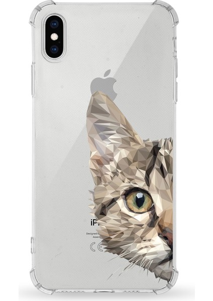 Apple iPhone Xs Max Uyumlu Darbe Emici Antişok Kapak Catface Tasarımlı Silikon Şeffaf Kılıf