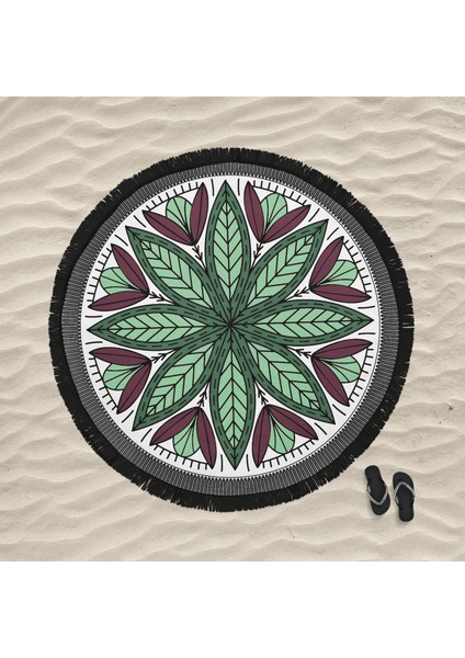 Mandala - Yuvarlak Püsküllü Plaj Havlusu