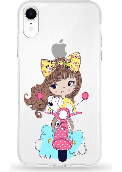 Apple iPhone Xr Uyumlu Kapak Vespagirl Tasarımlı Şeffaf Silikon Kılıf