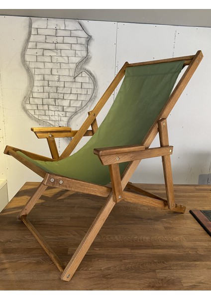 Ahşap Katlanır Kolçaklı Şezlong