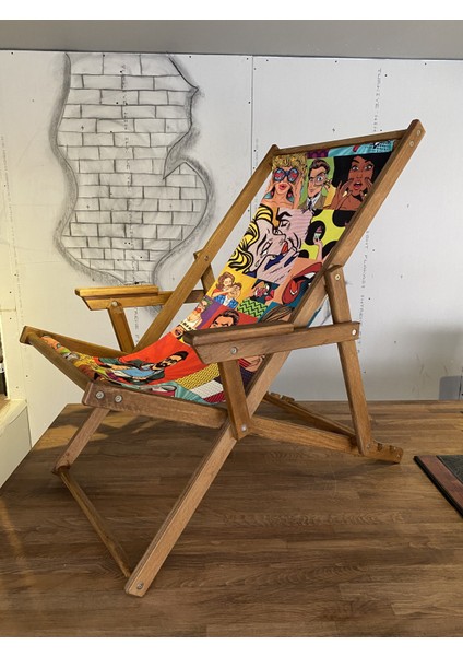 Ahşap Katlanır Kolçaklı Şezlong