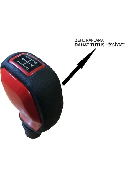 Peugeot 206 Deri Kaplama Kırmızı Spor Vites Topuzu ve Körüğü fiyatları