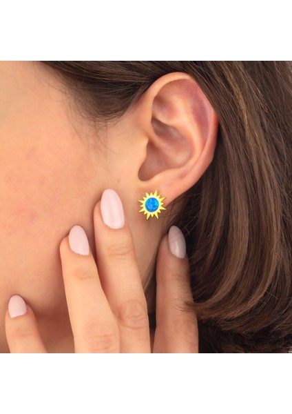 925 Ayar Gümüş Opal Taşlı Güneş Küpe fiyatları