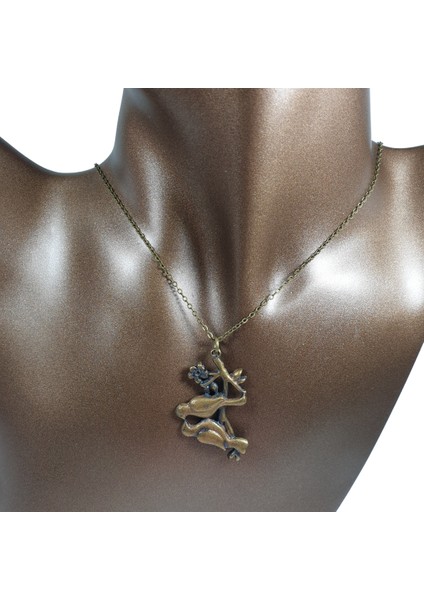 Bronz Renk 40MM Aşık Kuşlar Figürlü Kolye