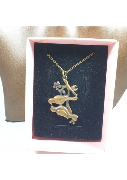 Bronz Renk 40MM Aşık Kuşlar Figürlü Kolye fiyatları