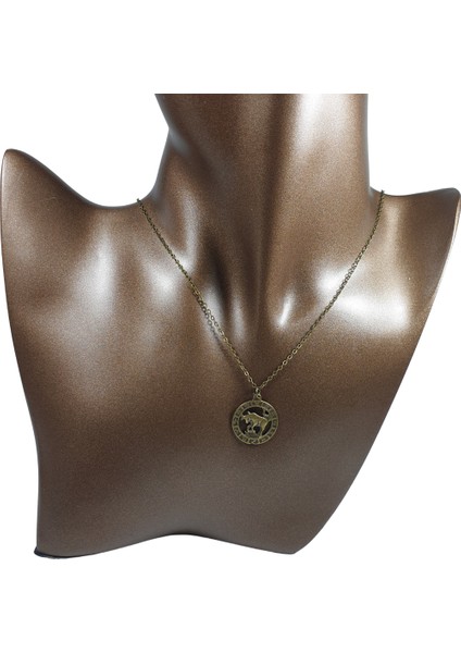 Bronz Renk 22MM Boğa Burcu Figürlü Kolye