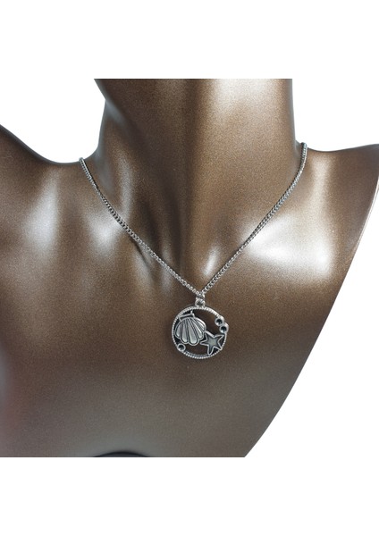 Gümüş Renk 30MM Deniz Kabuğu Figürlü Kolye