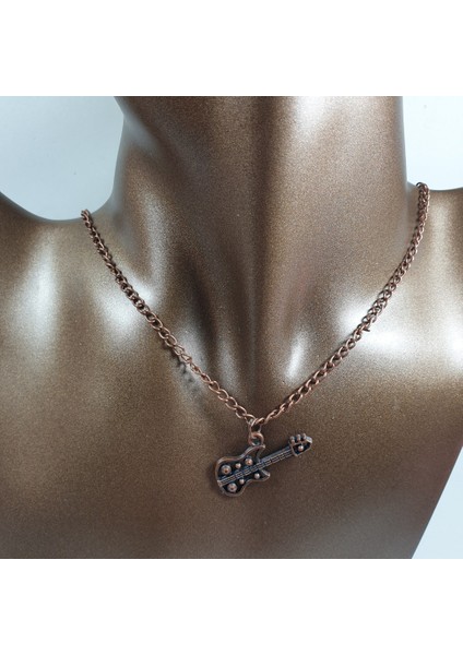 Bakır Renk 25MM Gitar Figürlü Kolye