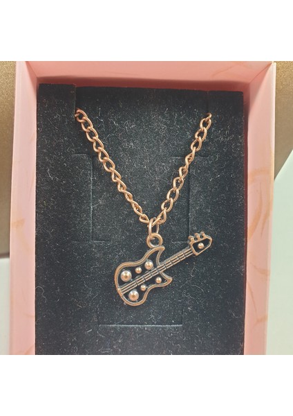 Bakır Renk 25MM Gitar Figürlü Kolye fiyatları