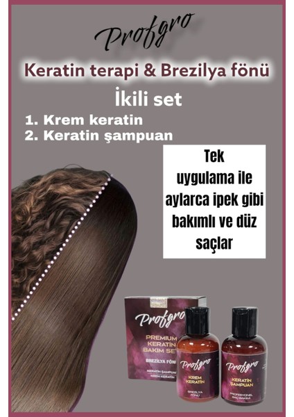 Brezilya Keratin Bakım Seti Aylarca Işıldayan Düz ve Bakımlı Saçlar Mucizevi Premium Keratin ve Keratin Şampuan