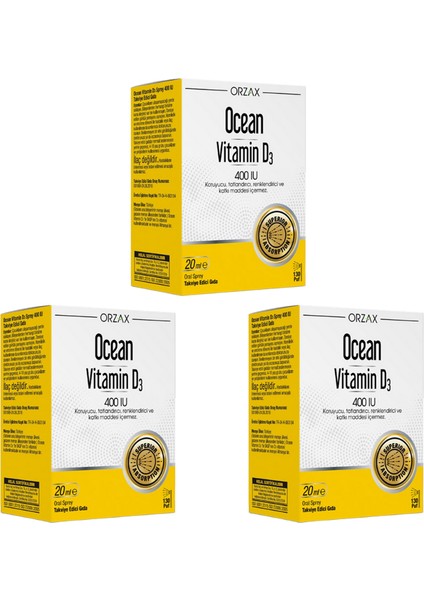 Ocean Vitamin D3 400'lü x 3 20 ml