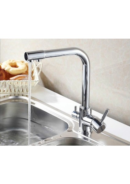Su Arıtma 3 Çıkışlı Dual Flow Evye Mutfak Bataryası