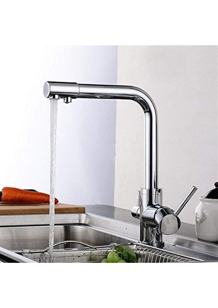 Su Arıtma 3 Çıkışlı Dual Flow Evye Mutfak Bataryası