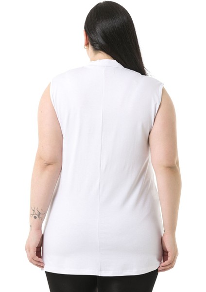 Büyük Beden Yarım Balıkçı Yanları Yırtmaçlı Uzun Viskon Beyaz Body modelleri