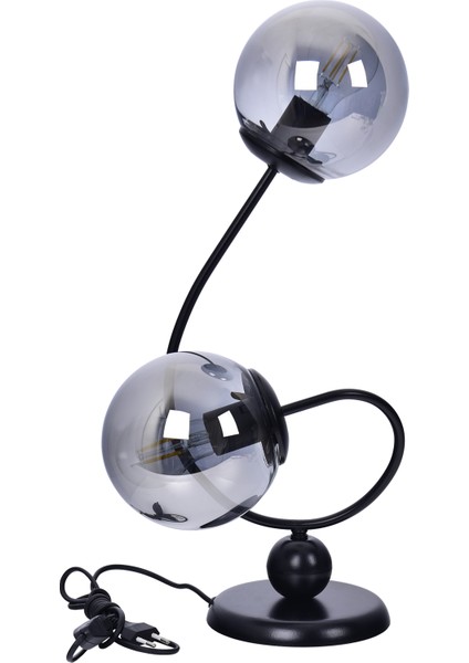 Linda Lüx Camlı Masa Lambası (Siyah)