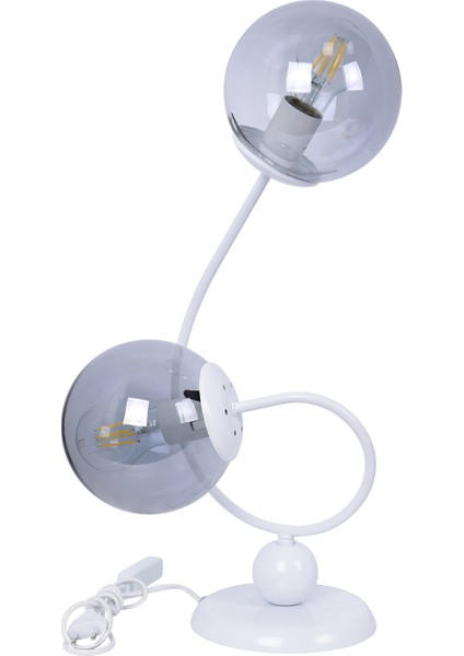 Linda Lüx Camlı Masa Lambası (Beyaz)