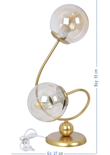 Linda Lüx Camlı Masa Lambası (Gold)