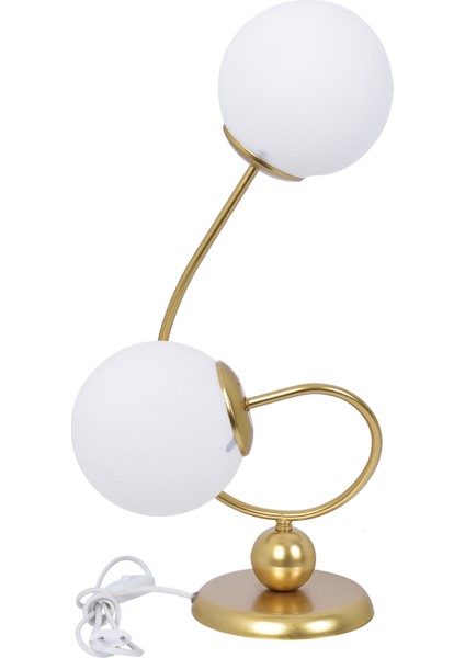 Linda Lüx Beyaz Camlı Masa Lambası (Gold) fiyatları