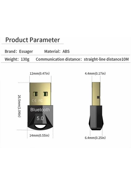 Kablosuz Mini Bluetooth USB 5.0 Dongle Receiver Alıcısı Aparatı