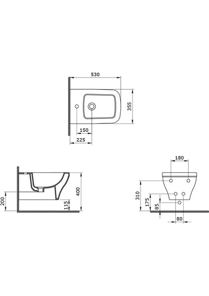 Bocchi Scala Arch Asma Bide Parlak Siyah 1125-005-0120 modelleri