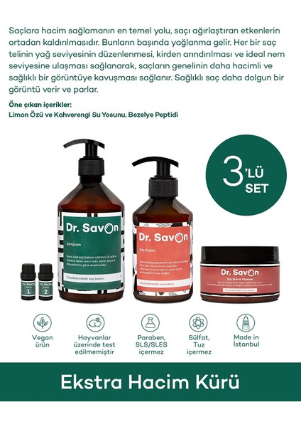 Dr. Savon Ekstra Hacim Kürü 3'lü Set