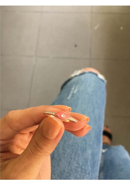 925 Ayar Gümüş Neon Şıklığı Taşlı Gümüş Yüzük - Yavruağzı - Standart fiyatları