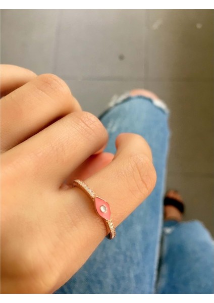 925 Ayar Gümüş Neon Şıklığı Taşlı Gümüş Yüzük - Yavruağzı - Standart indirimleri