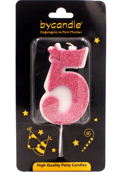 Simli Pembe Rakam Mum-5