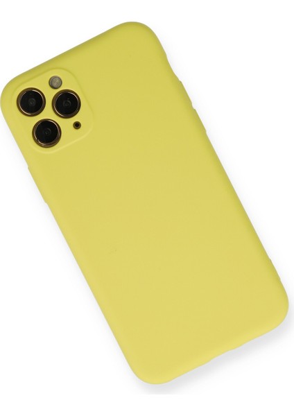 Apple iPhone 11 Pro Kılıf Lansman Içi Kadife Nano Silikon - Mat Sarı