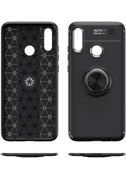 Huawei P Smart 2019 Kılıf Yüzüklü Silikon Range - Siyah