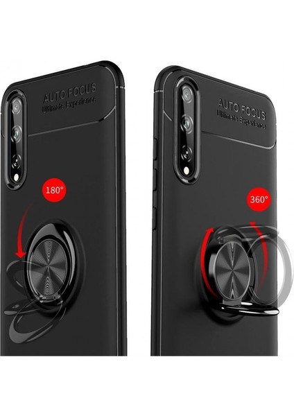 Huawei P Smart S Kılıf Yüzüklü Silikon Range - Siyah